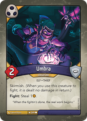 Umbra, a KeyForge card illustrated by Gabriel Rubio