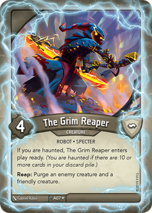 The Grim Reaper (Anomaly), a KeyForge card illustrated by Gabriel Rubio