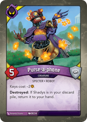 Purse-a-phone, a KeyForge card illustrated by Specter