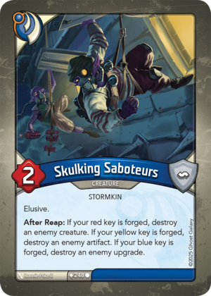 Skulking Saboteurs, a KeyForge card illustrated by Ronnie Price II