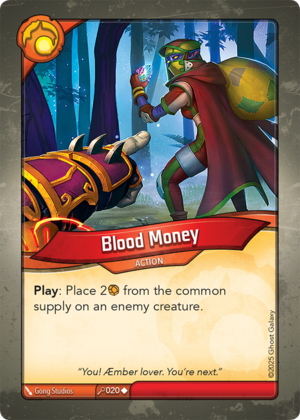 Blood Money, a KeyForge card illustrated by Gong Studios