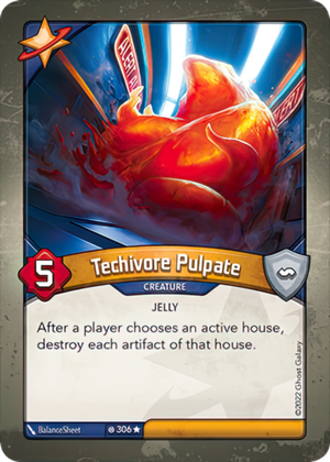 Techivore Pulpate, a KeyForge card illustrated by BalanceSheet