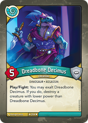 Dreadbone Decimus, a KeyForge card illustrated by Rodrigo Camilo