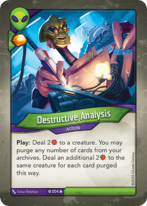 Destructive Analysis (Elders), a KeyForge card illustrated by Timur Shevtsov