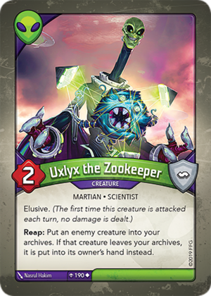 Uxlyx the Zookeeper, a KeyForge card illustrated by Nasrul Hakim
