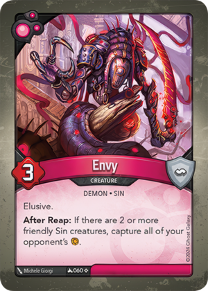 Envy, a KeyForge card illustrated by Michele Giorgi