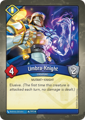 Umbra-Knight, a KeyForge card illustrated by Andreas Zafiratos