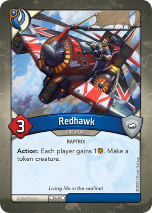 Redhawk, a KeyForge card illustrated by Kevin Sidharta