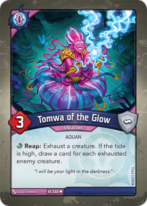 Tomwa of the Glow, a KeyForge card illustrated by Lucas Firmino