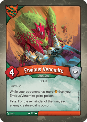 Envious Venomite, a KeyForge card illustrated by Leo Sá