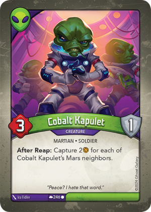 Cobalt Kapulet, a KeyForge card illustrated by Martian