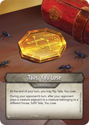 Tails, You Lose, a KeyForge card illustrated by Ilham Zaka