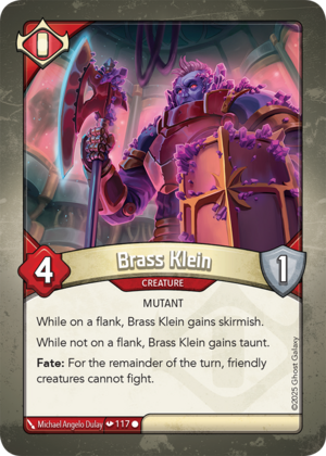 Brass Klein, a KeyForge card illustrated by Michael Angelo Dulay
