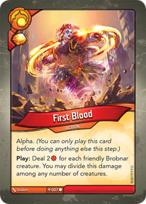 First Blood, a KeyForge card illustrated by Brolken