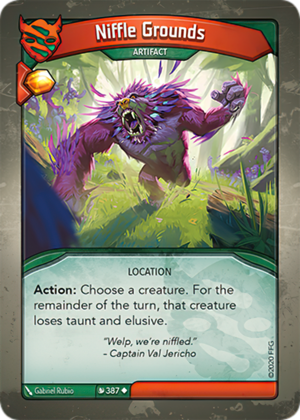 Niffle Grounds, a KeyForge card illustrated by Gabriel Rubio