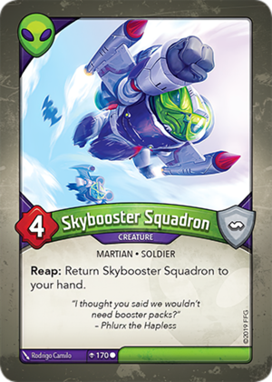 Skybooster Squadron, a KeyForge card illustrated by Rodrigo Camilo