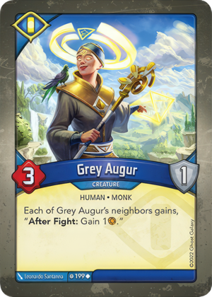 Grey Augur, a KeyForge card illustrated by Leonardo Santanna