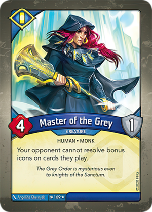 Master of the Grey, a KeyForge card illustrated by Angelina Chernyak