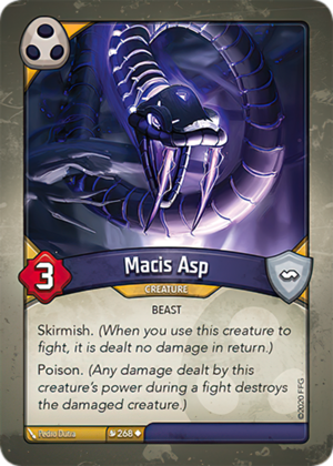 Macis Asp, a KeyForge card illustrated by Pedro Dutra
