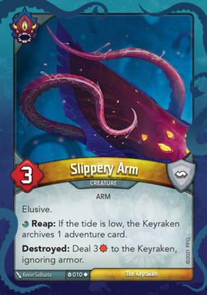 Slippery Arm, a KeyForge card illustrated by Kevin Sidharta