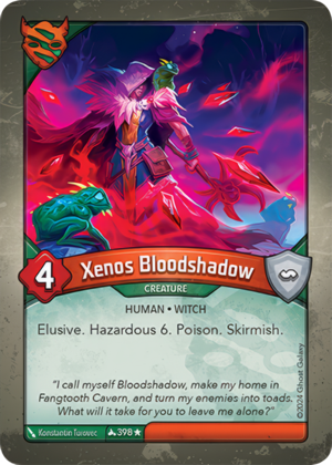 Xenos Bloodshadow, a KeyForge card illustrated by Konstantin Turovec