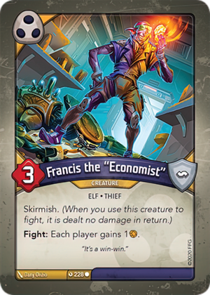 Francis the “Economist”, a KeyForge card illustrated by Dany Orizio