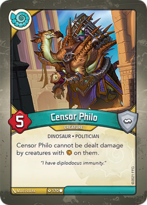 Censor Philo, a KeyForge card illustrated by Marc Escachx