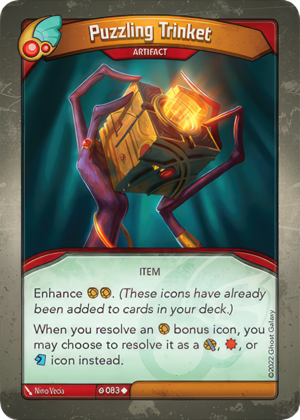 Puzzling Trinket, a KeyForge card illustrated by Nino Vecia