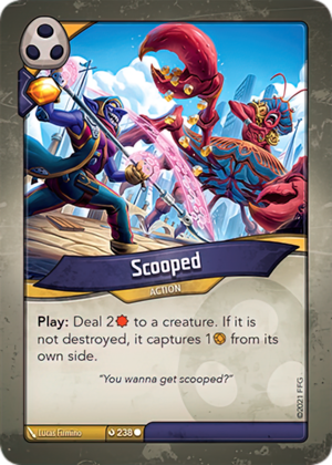 Scooped, a KeyForge card illustrated by Lucas Firmino