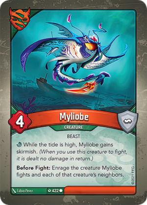 Myliobe, a KeyForge card illustrated by Fábio Perez