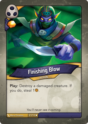 Finishing Blow, a KeyForge card illustrated by Maria Poliakova