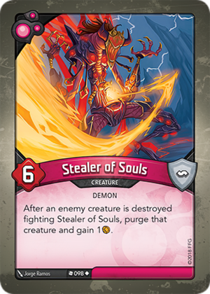 Stealer of Souls, a KeyForge card illustrated by Jorge Ramos