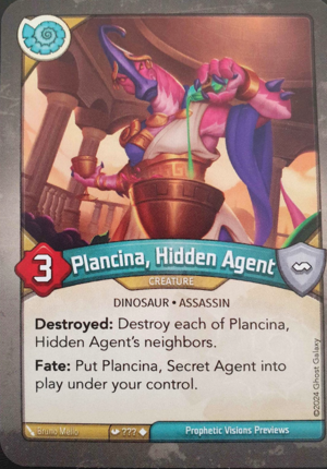 Plancina, Hidden Agent, a KeyForge card illustrated by Dinosaur