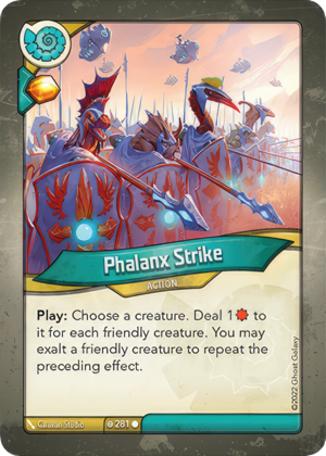 Phalanx Strike, a KeyForge card illustrated by Caravan Studio