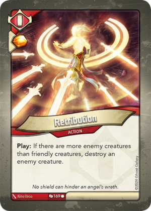 Retribution (Redemption), a KeyForge card illustrated by Nino Vecia