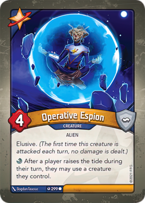 Operative Espion, a KeyForge card illustrated by Bogdan Tauciuc