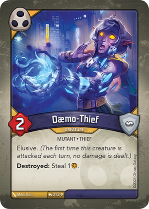 Dæmo-Thief, a KeyForge card illustrated by Mihai Radu