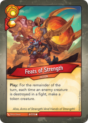 Feats of Strength, a KeyForge card illustrated by Décio Júnior