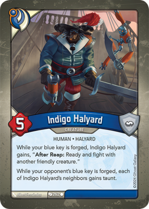 Indigo Halyard, a KeyForge card illustrated by Human