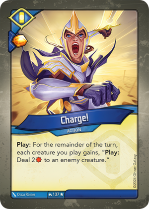 Charge!, a KeyForge card illustrated by Oscar Römer