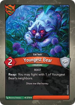 Youngest Bear (Evil Twin), a KeyForge card illustrated by Marzena Piwowar