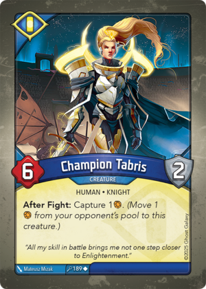 Champion Tabris, a KeyForge card illustrated by Matthew Mizak