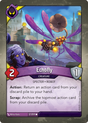 Echofly, a KeyForge card illustrated by Mihai Radu