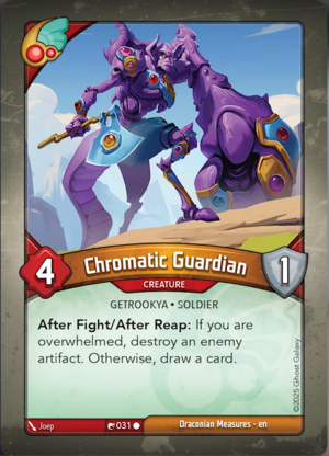 Chromatic Guardian, a KeyForge card illustrated by Getrookya