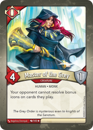 Master of the Grey (Redemption), a KeyForge card illustrated by Angelina Chernyak