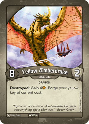 Yellow Æmberdrake, a KeyForge card illustrated by Dragon