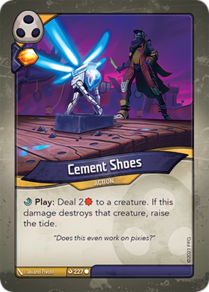 Cement Shoes, a KeyForge card illustrated by Flaviano Pivoto