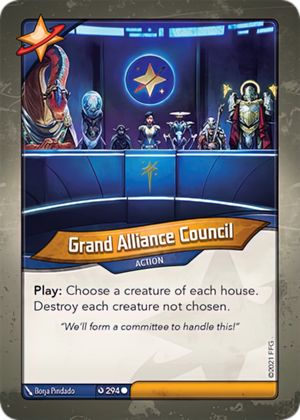 Grand Alliance Council, a KeyForge card illustrated by Borja Pindado