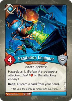 Sanitation Engineer, a KeyForge card illustrated by Caravan Studio