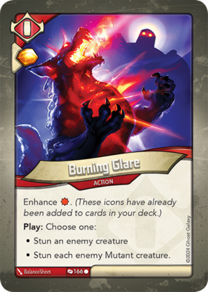 Burning Glare (Redemption), a KeyForge card illustrated by BalanceSheet